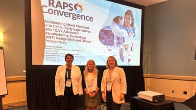 Angela Johnson presenting on FDA AMT designation at RAPS Convergence 2024 in Salt Lake City